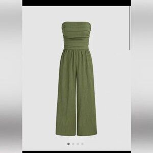 Cider Strapless Jumpsuit Olive Green